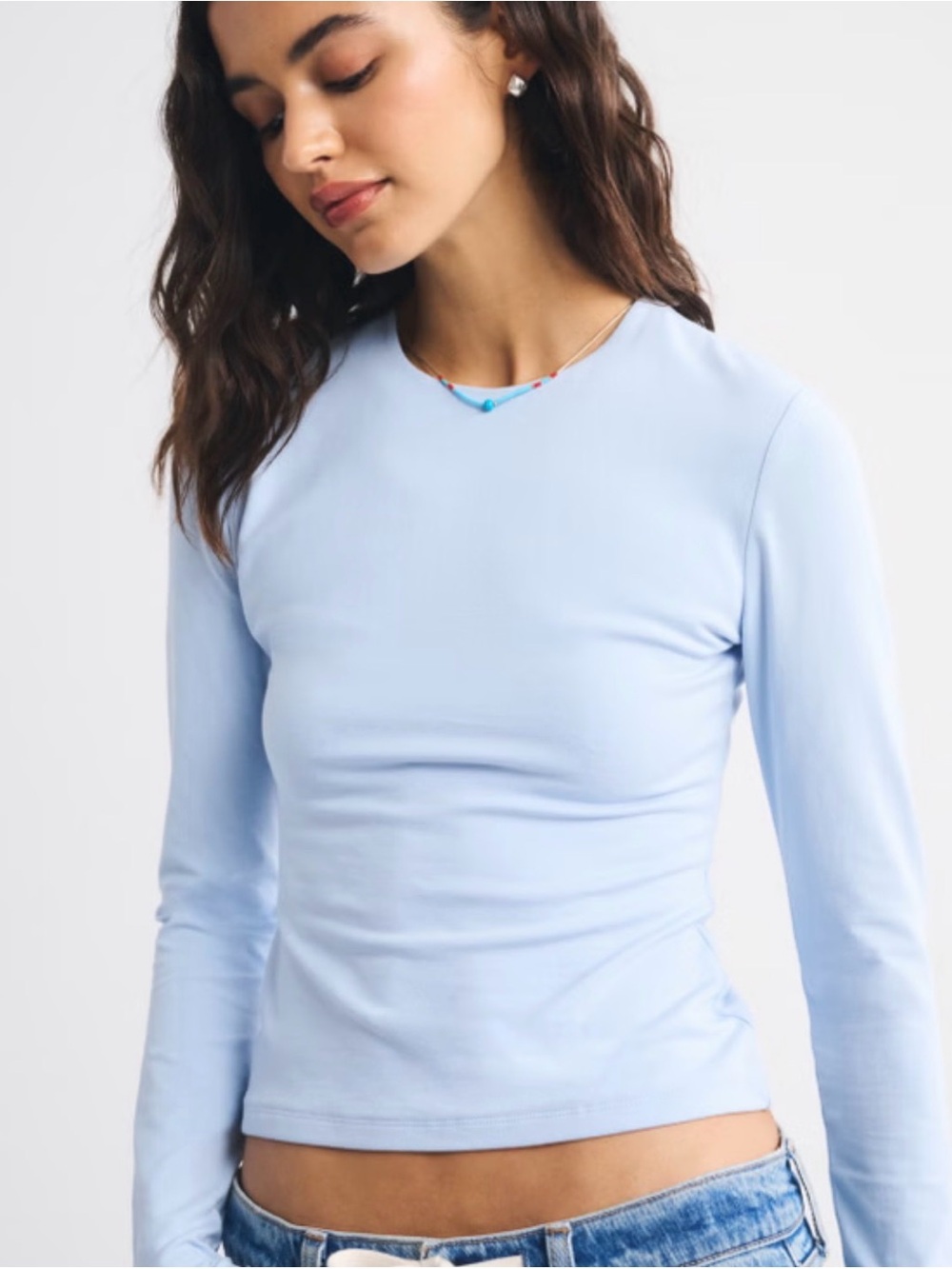 Abercrombie & Fitch Light Blue Long Sleeve Crewneck Top